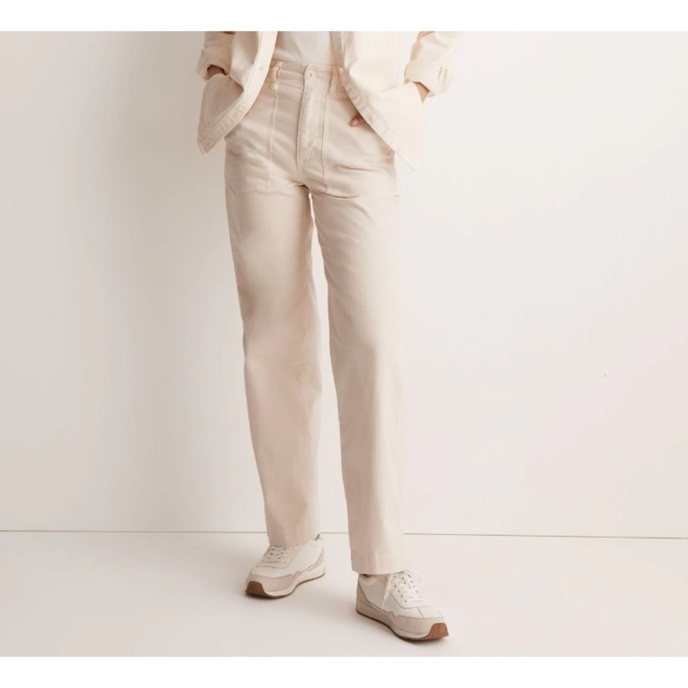 Madewell Wide Leg Perfect Vintage Utility Pants Tag 25 Waist 27‎ Cream Ivory